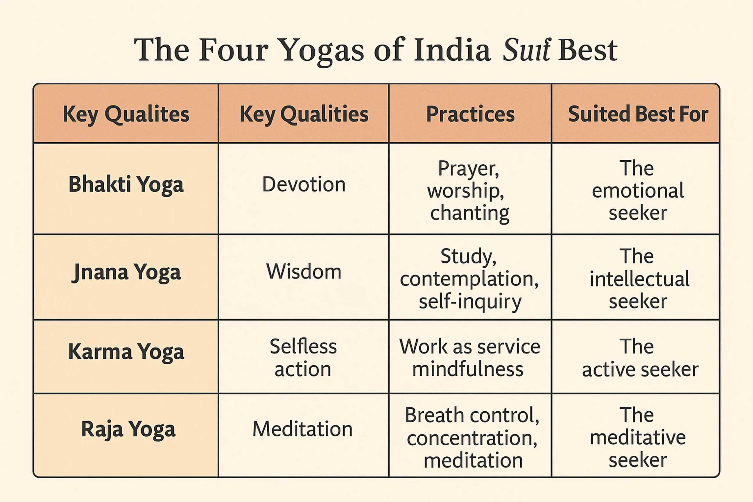 4 different paths of yoga