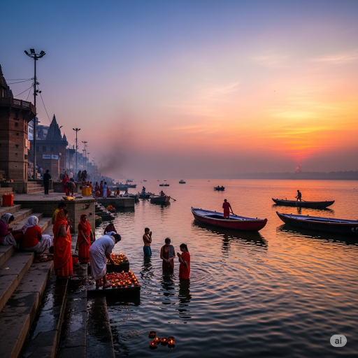Varanasi Ghats Diya Lamps, Prayers
