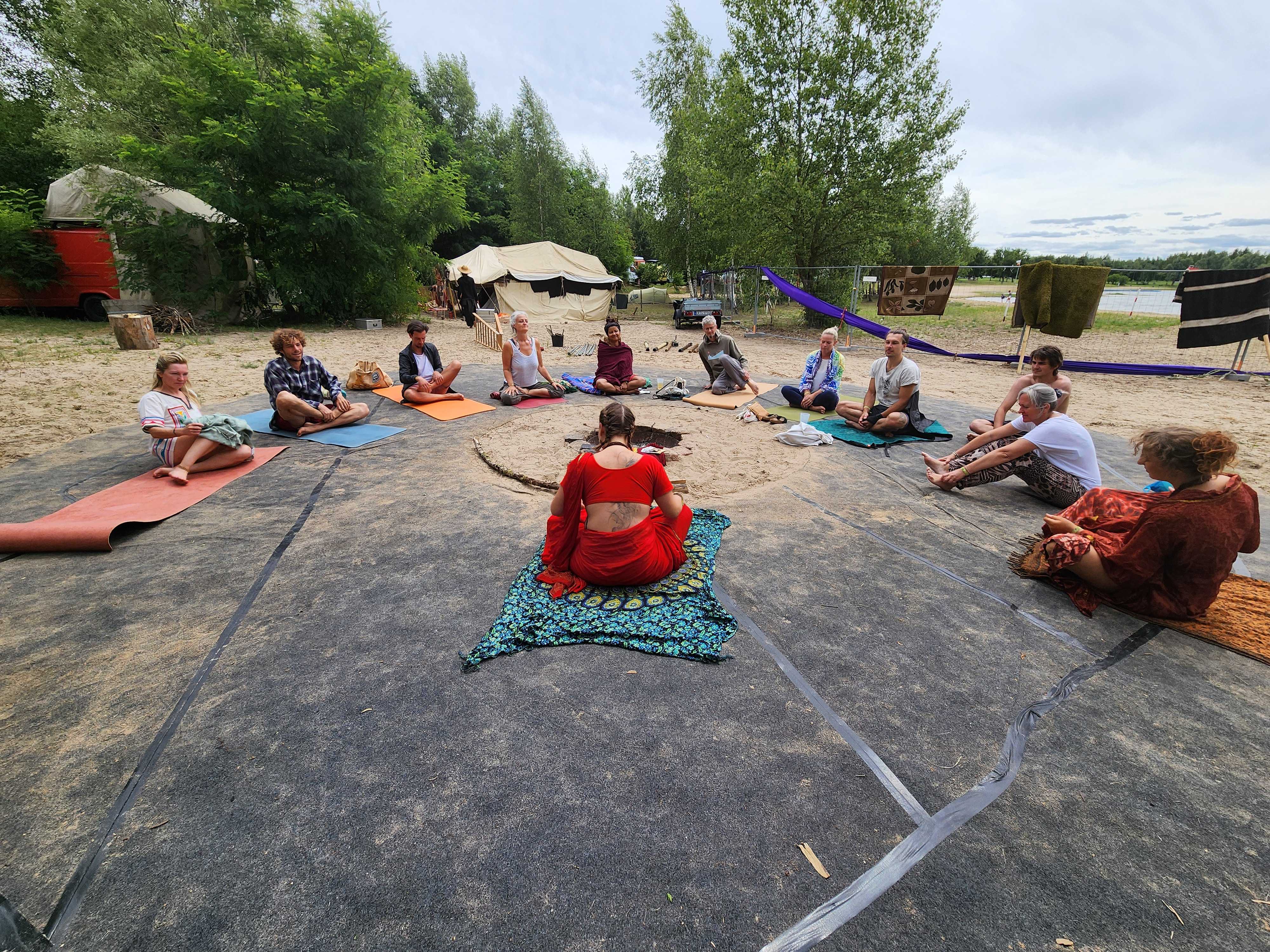 Leading a Meditation and yoga session by the lake